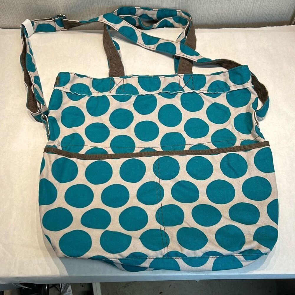 thirty-one Retro Metro Foldover Crossbody Shoulder Bag Purse Tote Teal Mod Dot